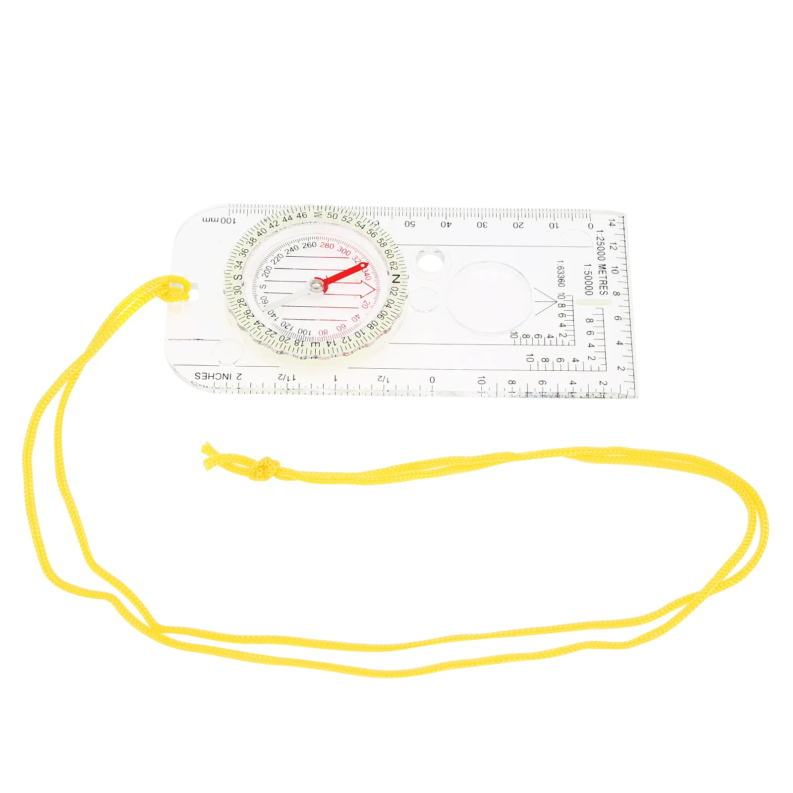 Portable Multifunctional Compass Map Scale Ruler with Luminous Specialty for Outdoor Hiking Camping Survival Guiding Tool