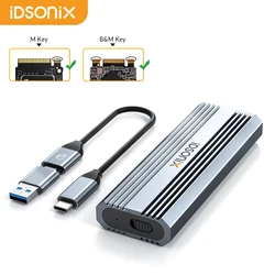 iDsonix NVMe Enclosure SATA Case M.2 SSD External Hard Drive Box Support 10Gbps NVMe PCIE and 6Gbps SATA AHCI for Laptop Macbook