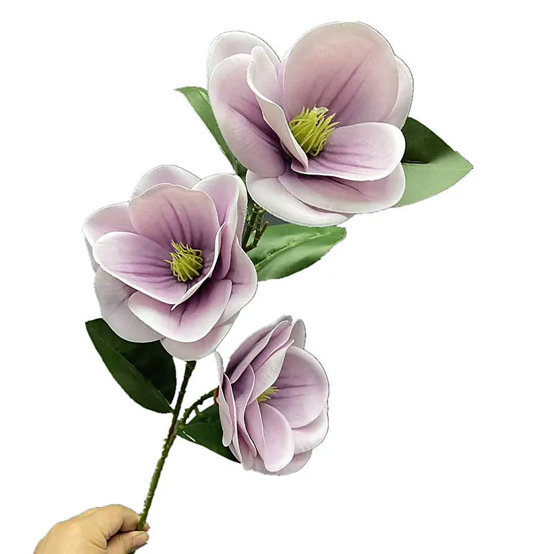 Artificial Magnolia Tree Branch 3D Print 3 Heads Big Latex Magnolia Flower