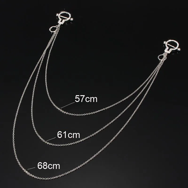 Zinc Alloy Handcuff Nipple Ring Long Chain Surgical Steel Jewelry Piercing Fashion Men Women Puncture Rhinestone Jewelry New