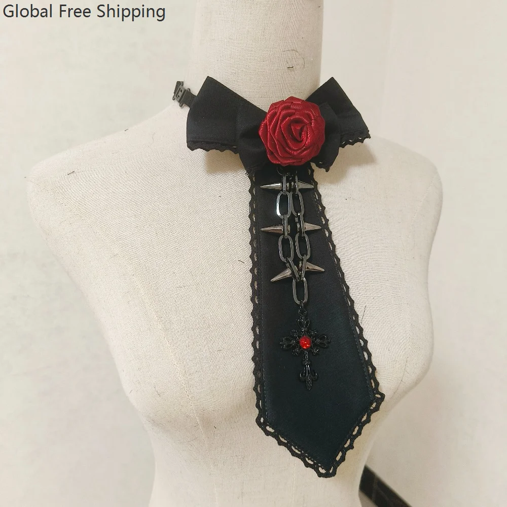 

Готический воротник-бабочка в стиле Лолита с розой, средневековый крест, аксессуары для косплея, женский съемный воротник в стиле панк, аксессуар для школьной формы JK