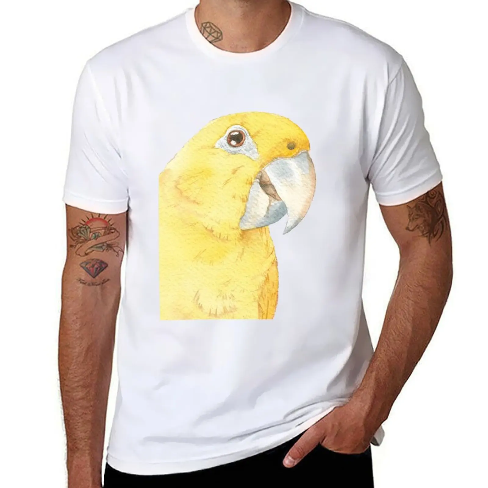 

golden conure watercolor ararajuba painting T-Shirt man t shirt designer t shirt custom print T-Shirt