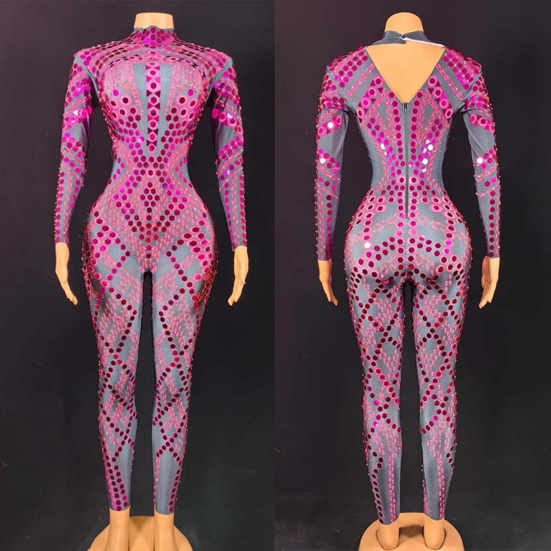 

2023 New Printed Sequin High Elastic Long Jumpsuit Nightclub Bar Dj Costumes Women Gogo Dancers Drag Queen Stage Wear DN15220
