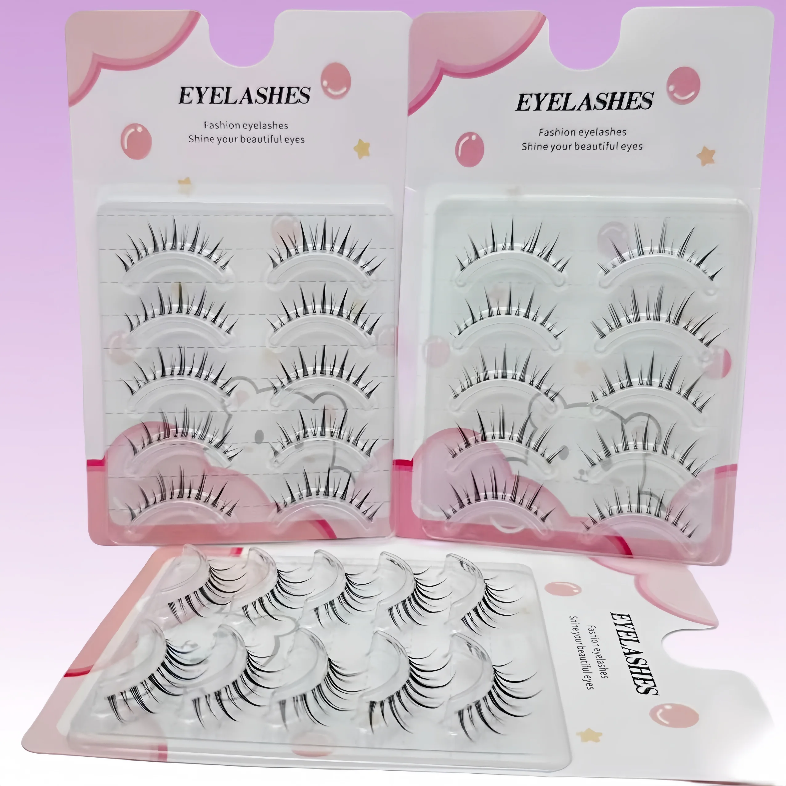 5 Pairs of Anime Cosplay False Eyelashes for Beginners Ideal as Valentine's Day or Mother's Day Gifts, Travel & Wedding Eye Makeup