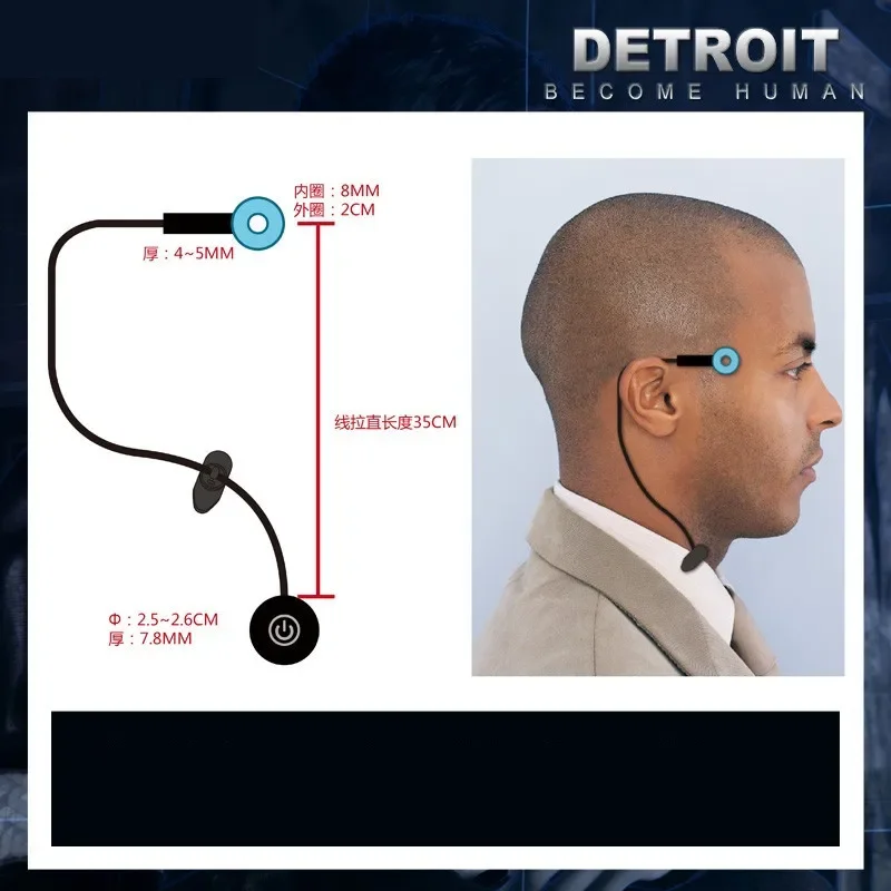 Detroit: Become Human Cosplay Connor RK800 Wireless Temple LED Light Kara State Scintillation Lamp Ring Circle Head LED Props