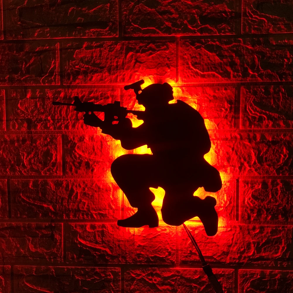 ZK30 Western Soldier Luminous LED Wall Lamp Bedroom Bar Hanging Picture Decoration Night Light Remote Control Atmosphere Light