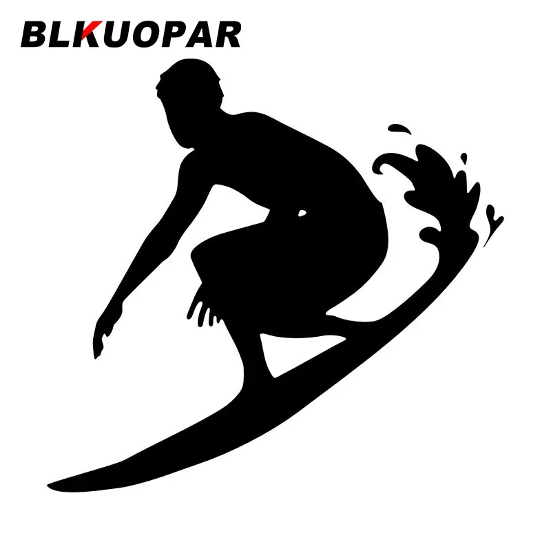 BLKUOPAR Surfing Spray Silhouette Car Stickers Creative Sport Decal Sunscreen Die Cut Caravan Surfboard Car Accessories