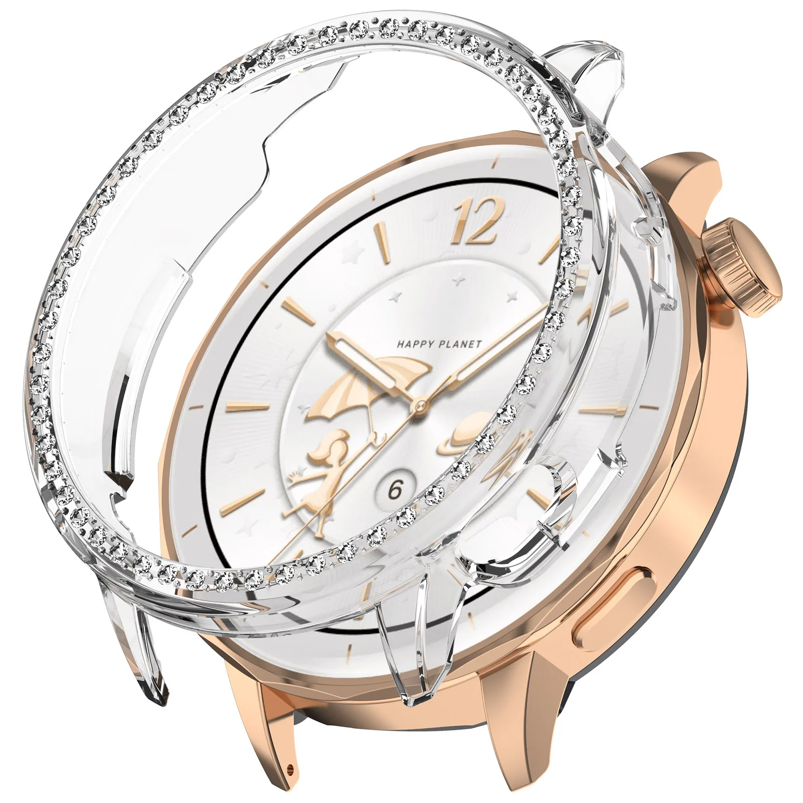 

Для Oppo Watch X2 Мини-прозрачный чехол для часов со стразами, декоративный полый дизайн, чехол для часов из ПК