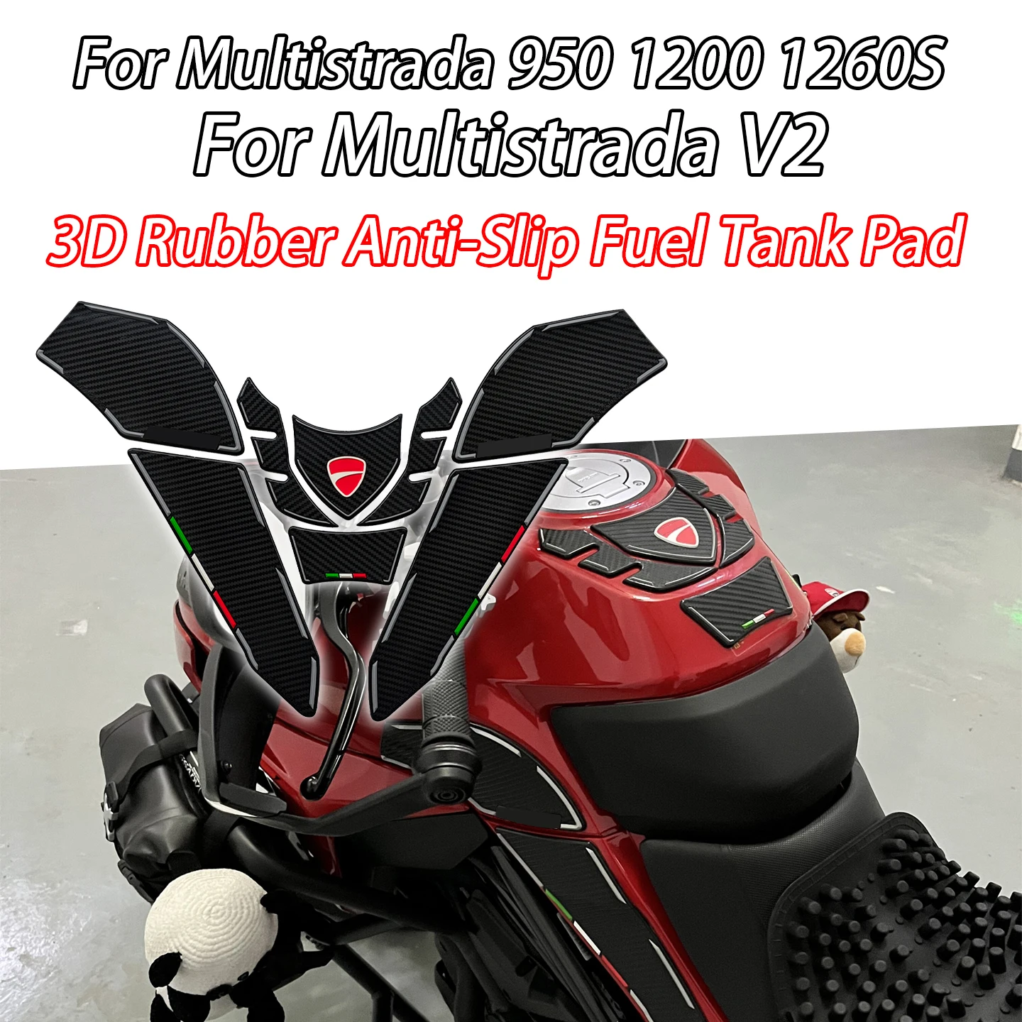 

For Ducati Multistrada V2 V2S Fuel Tank Decals Motorcycle 3D Rubber Anti-Slip Stickers Tank Grip Side Stickers Protective Decals