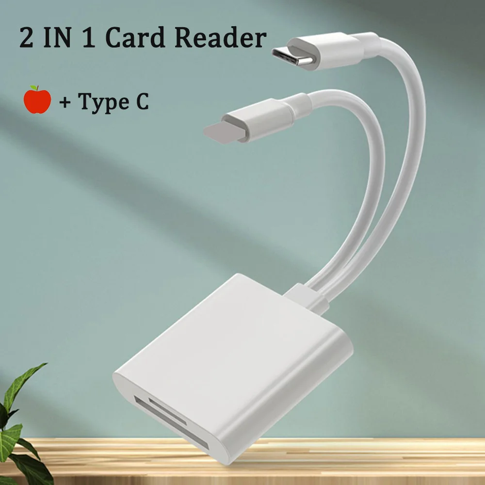 2 IN 1 SD TF Memory Card Reader USB C OTG Adapter for IPhone iPad MacBook Android Laptop SDTF Card Reader Connector Dropshipping