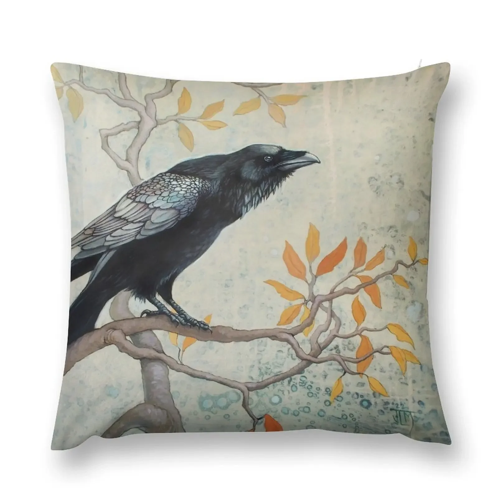 Autumn Raven - raven bird Poe the raven corvid lover Throw Pillow Anime pillows decor home pillow