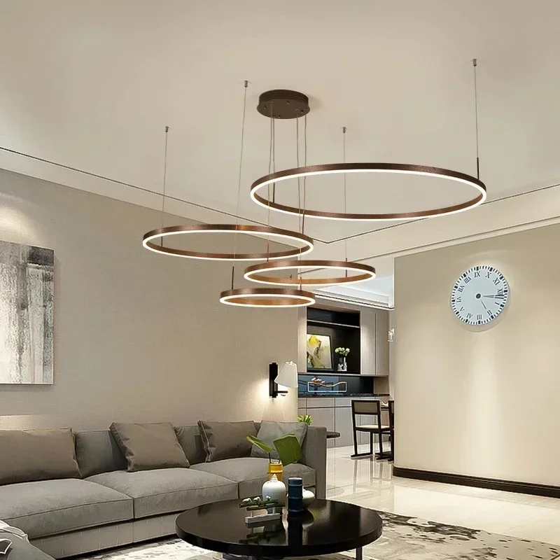 Nordic Modern Minimalist Luxury Ring Pendant Lamp Suitable for Living Rooms Decorative Lighting Ring Light Suspension Lamp