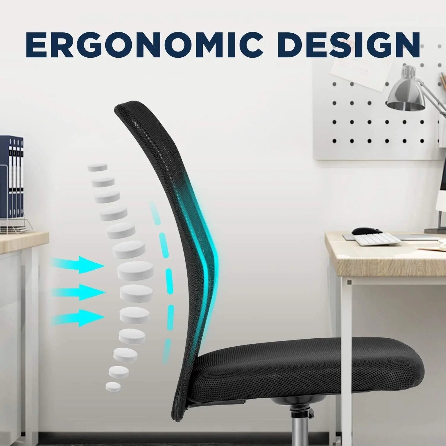 Comfortable Mesh Mid-Back Computer Chair Armless Lumbar Support Adjustable Swivel Rolling Home Office