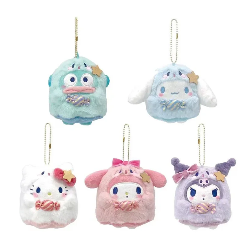 Sanrio 10cm Niedlicher Hello Kitty Kuromi Plüsch-Schlüsselanhänger Charm-Puppe Anhänger für Tasche Handy-Zubehör Kawaii Geschenk für Kinder Mädchen