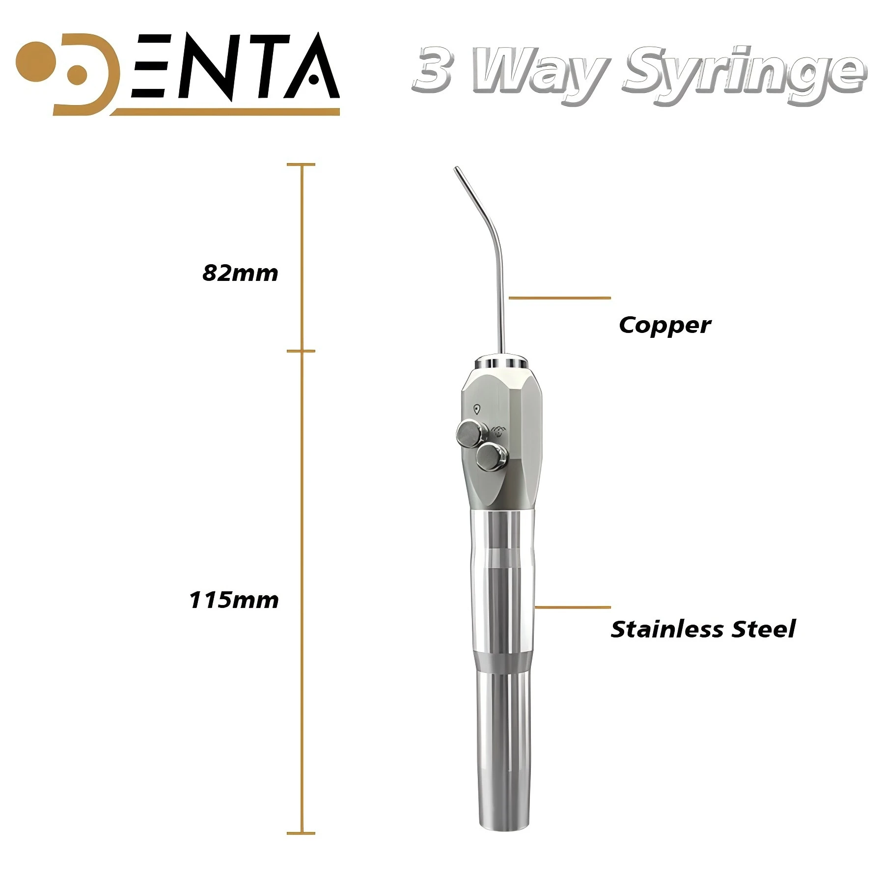 Straight Dental Air Water 3 Triple three Way Syringe  Handpiece handle tubing with 2 Nozzles Tips Tubes For  KAVO SIRONA ,FONA