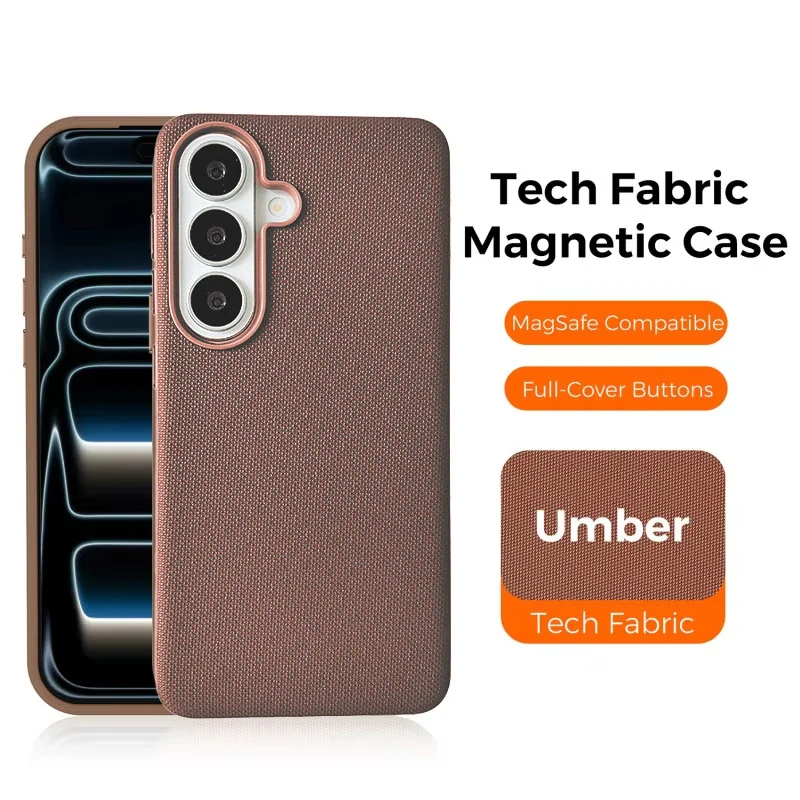 Luxury Technology Fabric Magnetic Case for Samsung Galaxy S26 S25 S24 S23 S22 Ultra Plus For Magsafe Technology Woven Back Cover