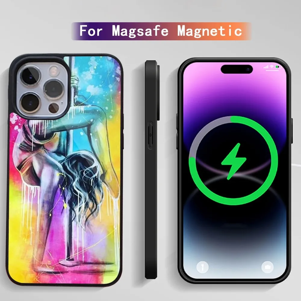 Pole Dance Dancing Fitness Phone Case For iPhone 15 14 13 12 11 Plus Pro Max Magsafe Magnetic Wireless Charging