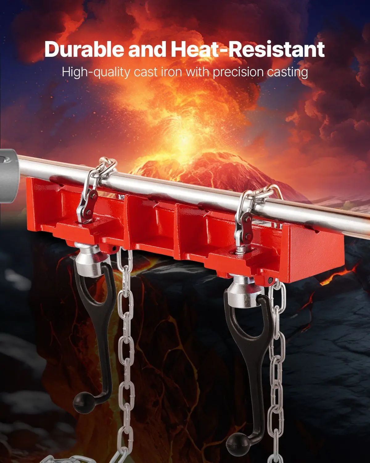 Tornillo de banco de soldadura de tubos de alta resistencia, abrazadera de cadena doble de 1/2" - 8" con manivelas, accesorio de soldadura de hierro fundido para fontanería y metalurgia
