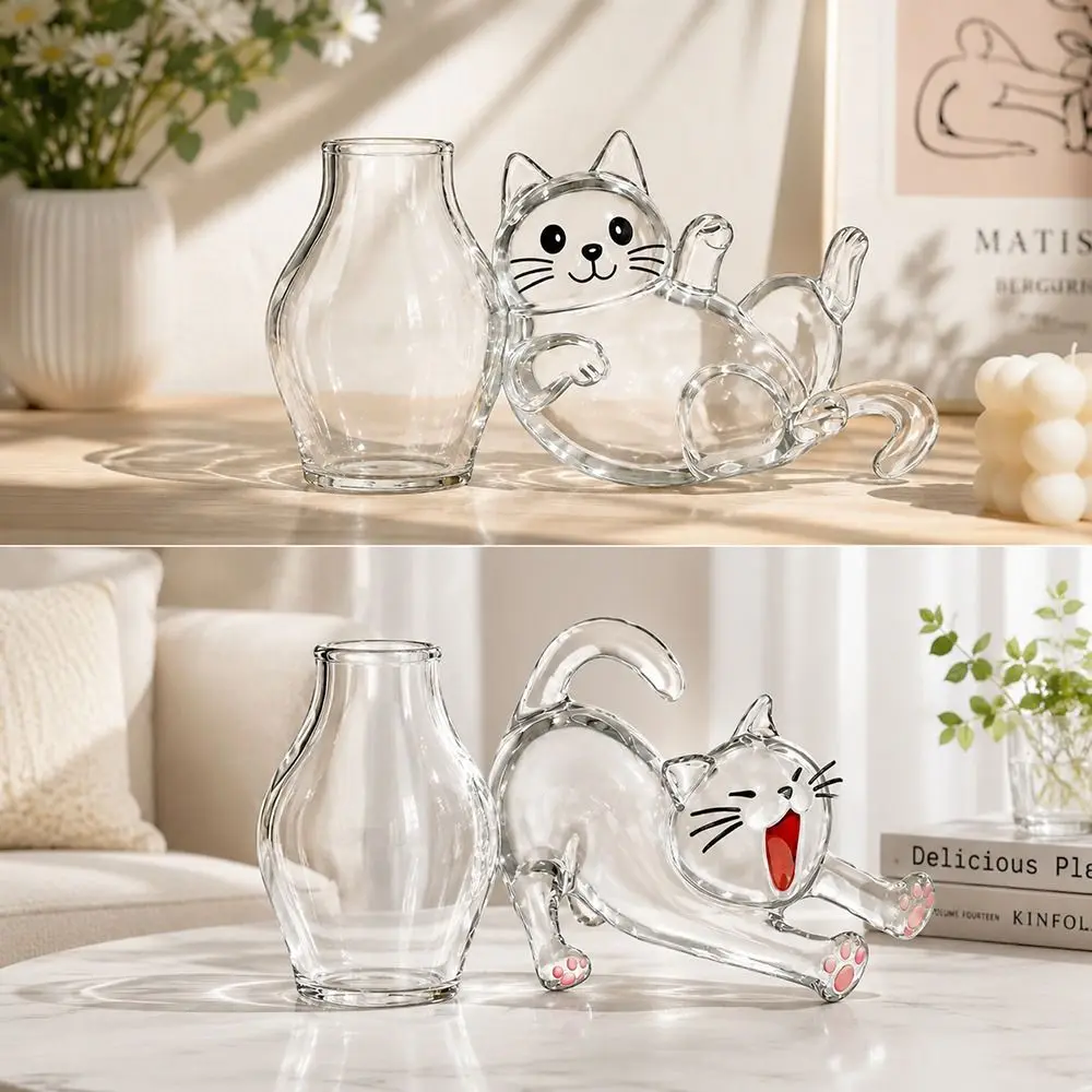 Magnetic Cat Whiskers Collection Ornaments Transparent Novelty Cat Shape Cat Hair Storage Memorial Box Pet Memorial Box