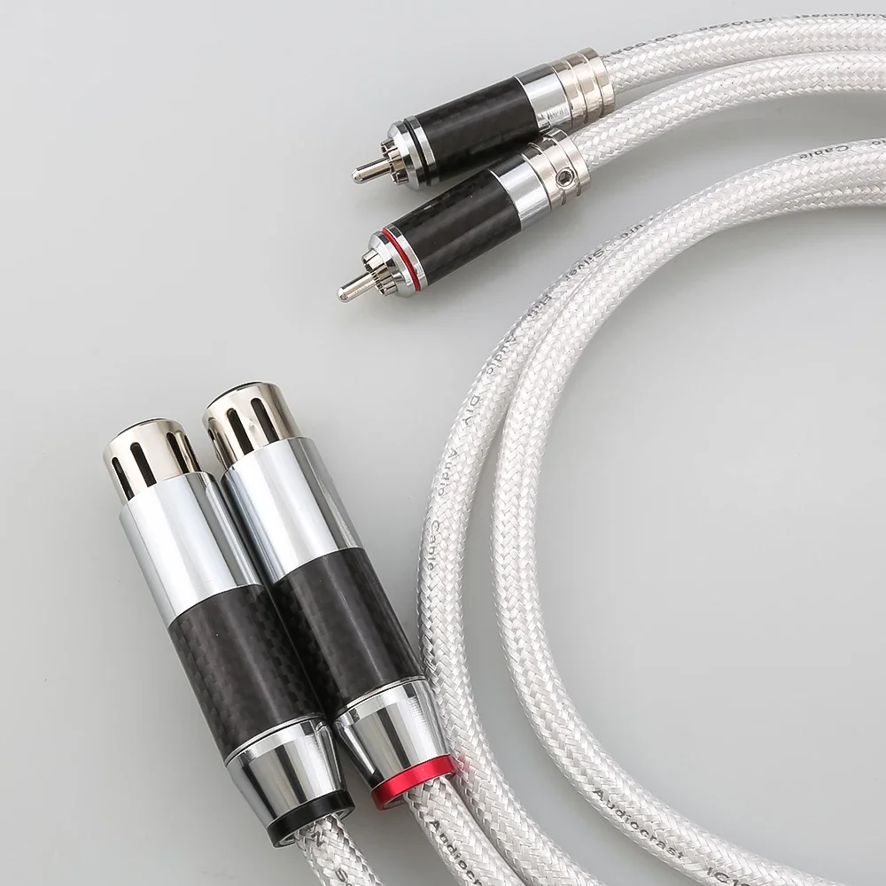 IC102AG 99.998% Cable RCA a XLR de fibra de carbono de plata pura interconexión de Audio HiFi sólido PSS núcleo de plata pura enchufe plateado