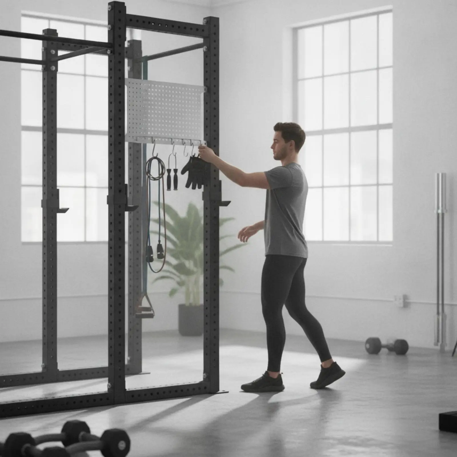 Perforated Pegboard Panel Modular Pegboard with Hooks Sturdy for Home Gym Owners