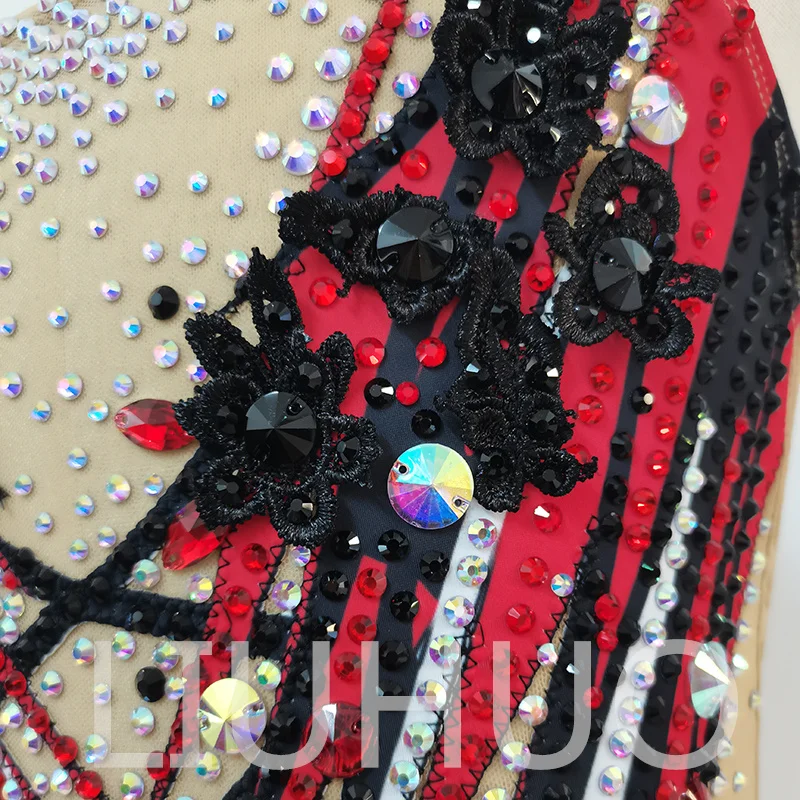 Synchronized Swimming Suit With Rhinestones Swimsuit Girls Competition Dress