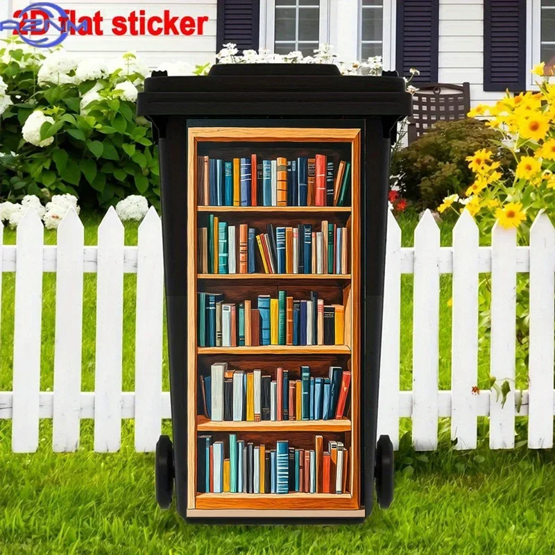 Trash Can Decor Pattern Sticker 2D Print Waste Bin Art Decal