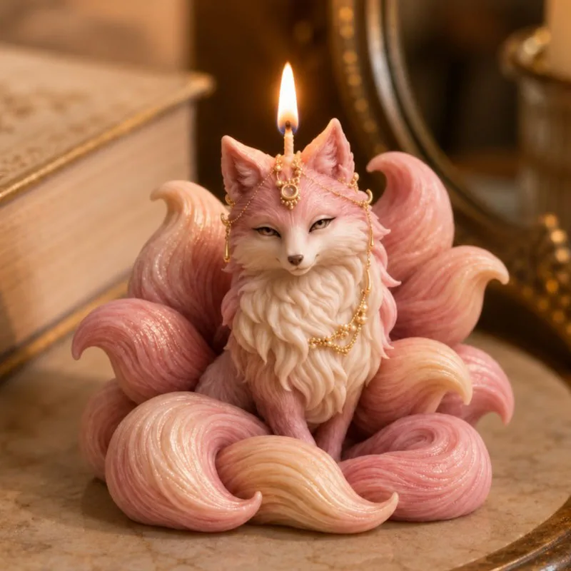 3D Nine-Tailed Fox Silicone Mold, Ornate Fox Gypsum Candle Mold, Valentine Favors, Romantic Decor for Bedroom Vanity Home