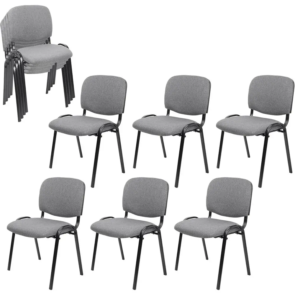 

10-Pack Stackable Waiting Room Chairs: Fabric Upholstered Seat and Backrest, Metal Legs for Office, School, Church, Conference