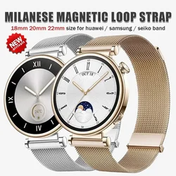 18mm 20mm 22mm Milanese Loop Strap For Huawei GT4 41mm 46mm GT3Pro For Samsung Galaxy Watch 6 Classic 43 47mm 40 44mm Metal Band