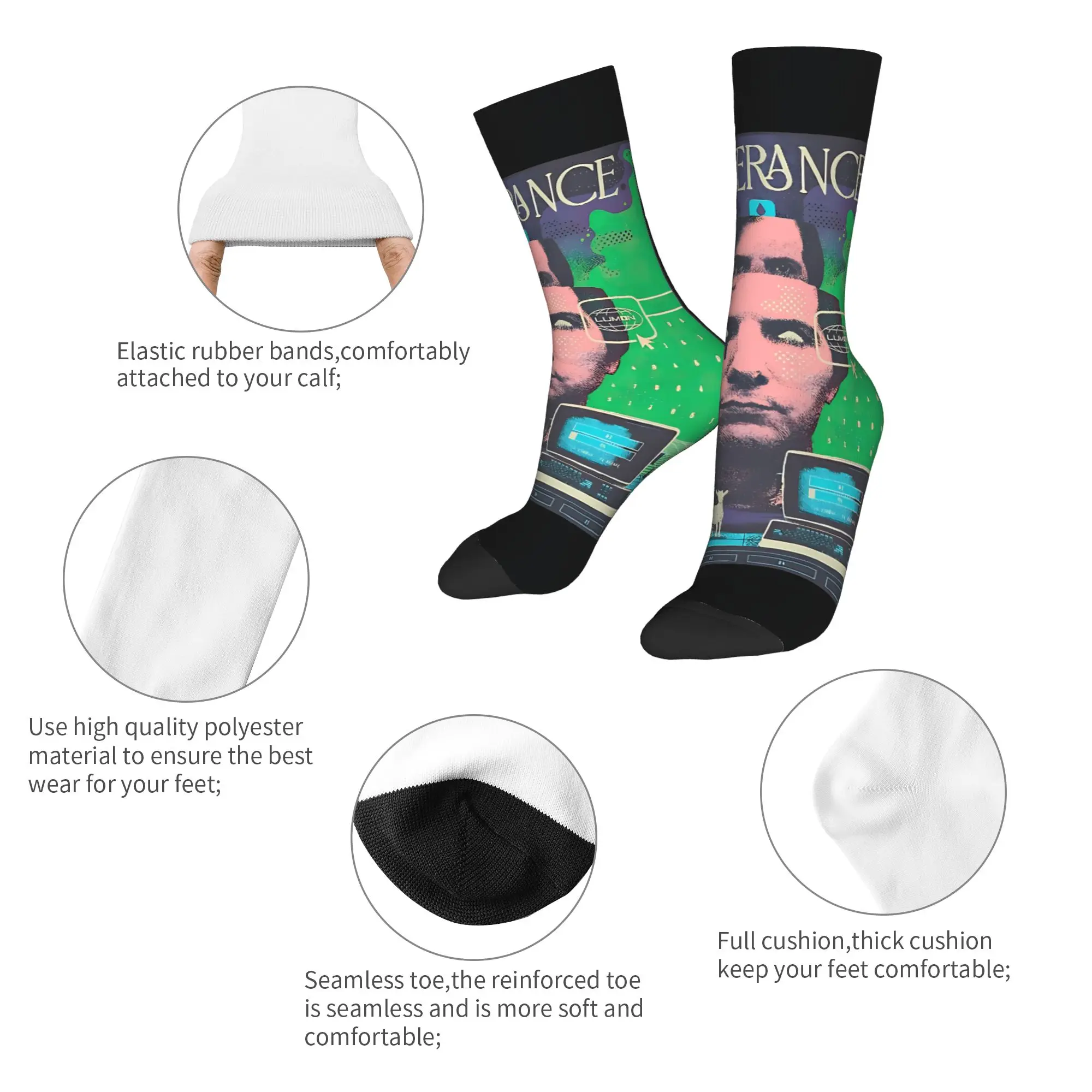Men Socks lumon industries severance Tv   Stockings Anti Slip Breathable Socks Autumn Gothic Graphic Skateboard Socks