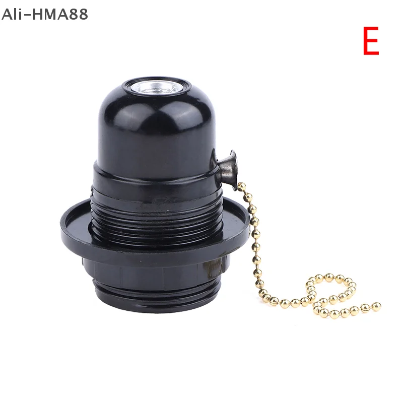 (YY) 1 قطعة 2025 جديد E27 الباكليت الذاتي قفل ضوء الجسم مع سستة التبديل قاعدة مصابيح E27 حامل مصباح الأسنان الكامل مع زر الضغط