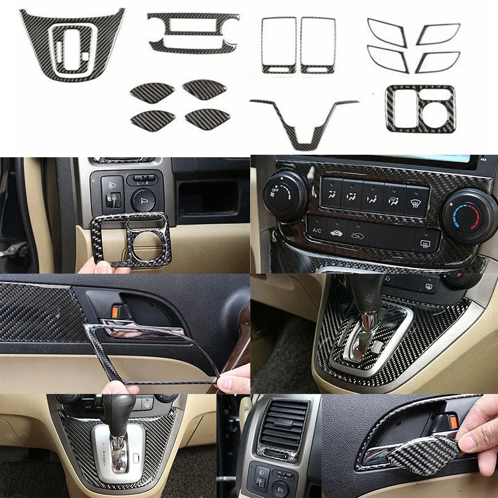 Stylish Carbon Fiber Interior Full Set Kit Cover Trim for Honda For CRV 07 11 Long lasting Effortless Installation