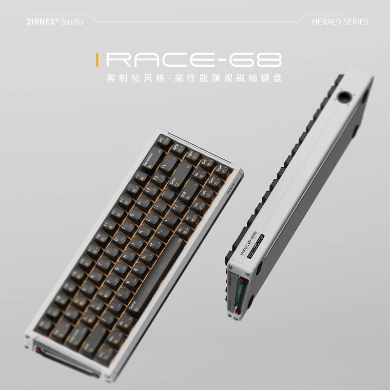 Zirnex race68he teclado com interruptor magnético, liga de alumínio 8k rt0.005 0.125ms, teclado mecânico para jogos com fio permutável, presente
