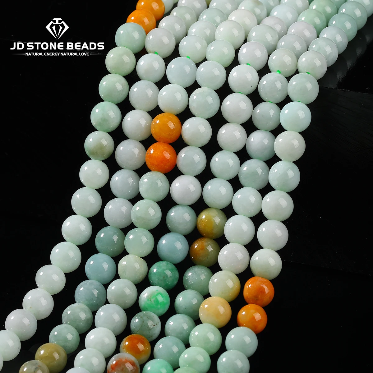 الحجر الطبيعي ثلاثي الألوان الزمرد الجاديت حبة مستديرة فاصل فضفاض الأحجار الكريمة حبة لصنع المجوهرات سوار ذاتي الصنع إكسسوارات عقد #2