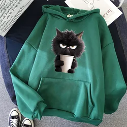 Hoodie Cat Print Women Hoody Hip Hop Soft Sweatshirt Casual Fleece Sweatshirts Oversize Women Streetwear hoodies