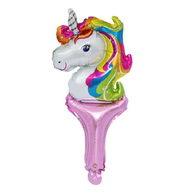 Unicorn Aluminum Balloons for Children, Hand Stick, Horse\'s Stick, Foil Balloons, Party Decoration, 6Pcs