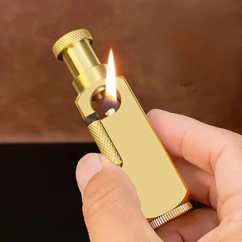 Heavy-duty Handmade Brass Kerosene Lighter Side-sliding Ignition Special-shaped Retro Lighter Collection Men\'s series lighters