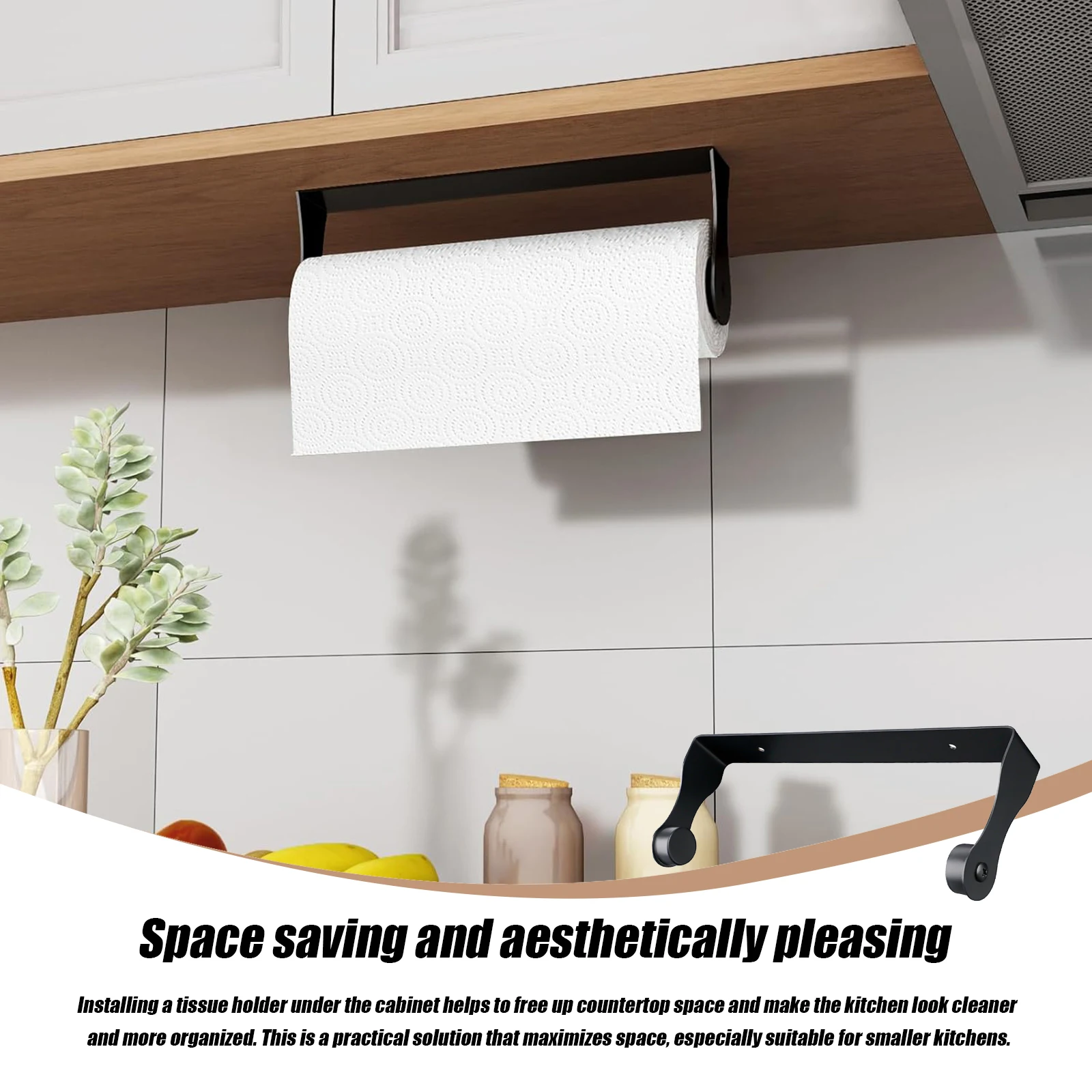 حامل لفائف ورق المطبخ يُثبت على الحائط، حامل تخزين لفة ورق التواليت، ملحقات المطبخ شديدة التحمل