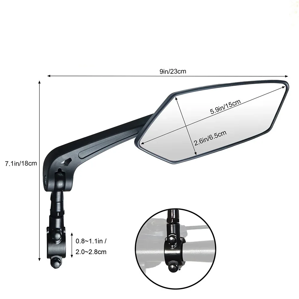 Bike Rear View Mirror Reflector Adjustable Rotatable Handlebar Mirror Clear Rearview Electric Scooter Cycling Bicycle Accessorie