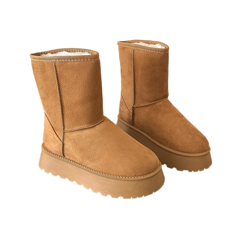 2026 Neue Winter-Mode Schneestiefel für Damen Wasserdichte Warme Plateaustiefel Winter Slip-on Flache Freizeitstiefel für Frauen Große Größen 36-40
