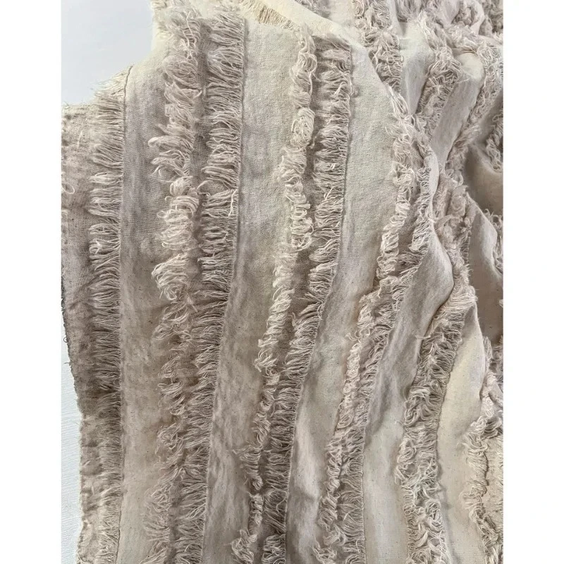 

Jacquard Fabric Strip Cut Pattern Washed Old Texture Designer Apaprel Sewing Fabric Cloth Sewing Meters Cotton Linen Material