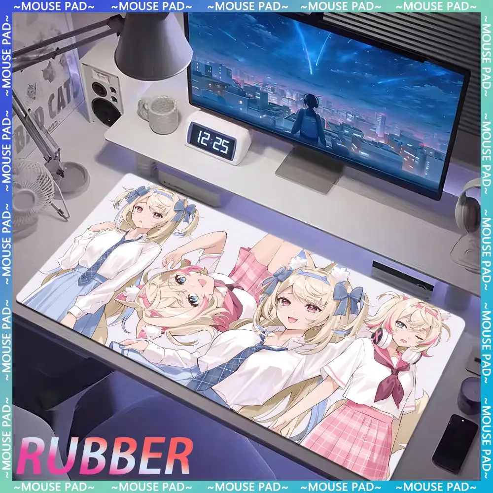 Hololive popular virtual artist FUWAMOCO mousepad anime girl game keyboard pad 1200X600 cute oversized desk mat rubber mouse pad