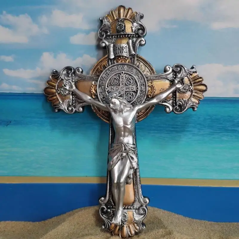 Jesus Christ Crucifix Wall Cross Decor Jesus Christ Collection Carved Resin Jesus Cross Jerusalem Holy Figure Religious Gift