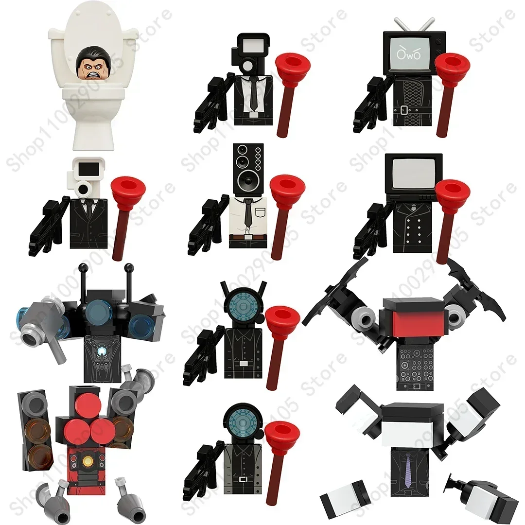 KDL818 LG1009 Skibidi Toilet Anime Cartoon Bricks Dolls Cameraman Speakerman TV Man Mini Action Toy Figura Building Blocks