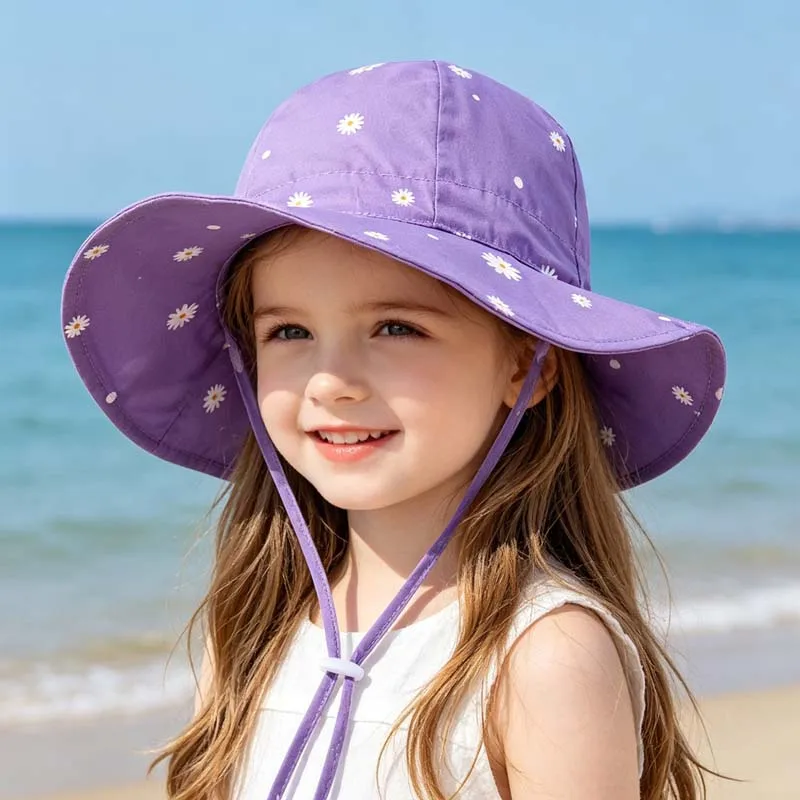 2026 Kids Girl Hats Summer Print Children Sun Hat for Girls Beach Travel Baby Cap Children Panama Cap 2-6Y view 4