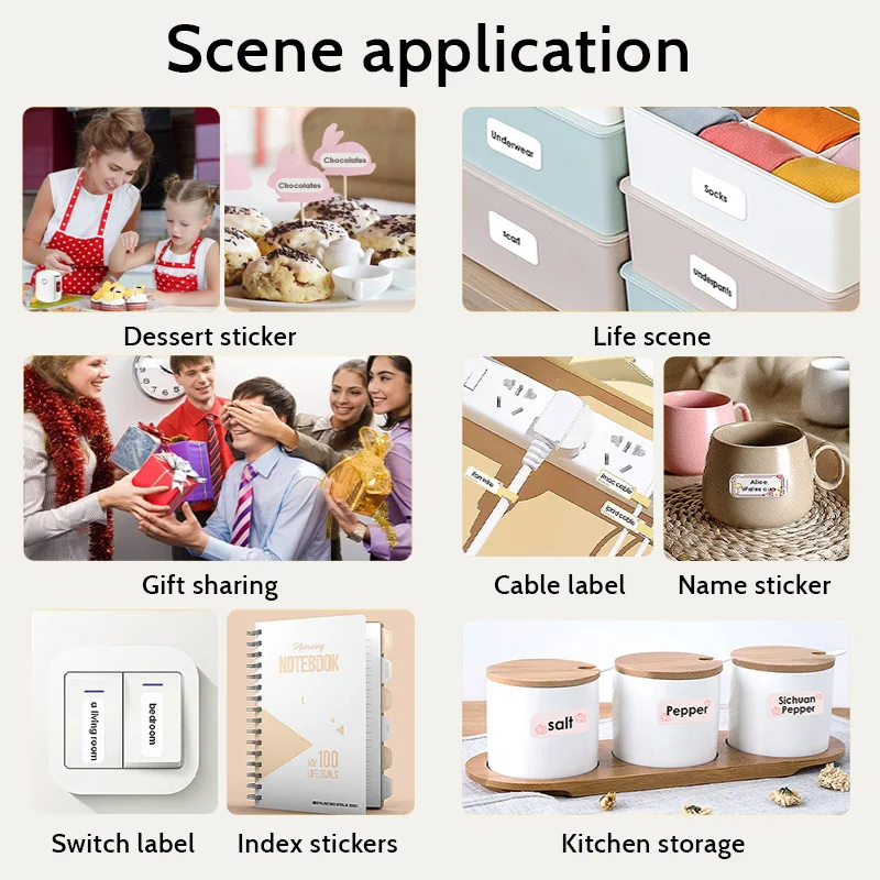 มินิแบบพกพาเครื่องพิมพ์ความร้อนบลูทูธไร้สาย Pocket Label Maker Home Study สําหรับ Android iOS พร้อม 1 ม้วน Stickable ป้ายกระดาษ