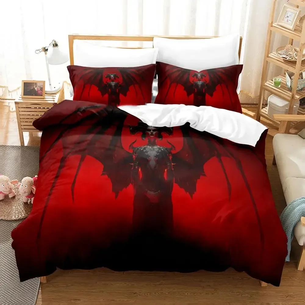 New Diablo IV Bedding Set Single Twin Full Queen King Size Anime Bed Cover for Adults Boys Bedroom Decor King Size, Queen Size