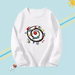 2023 Boys Clothes Cartoon Space T-shirt for  Children's Wear Kids Boy Autumn New Fashion Long Sleeve O-Neck Cotton T-Shirts