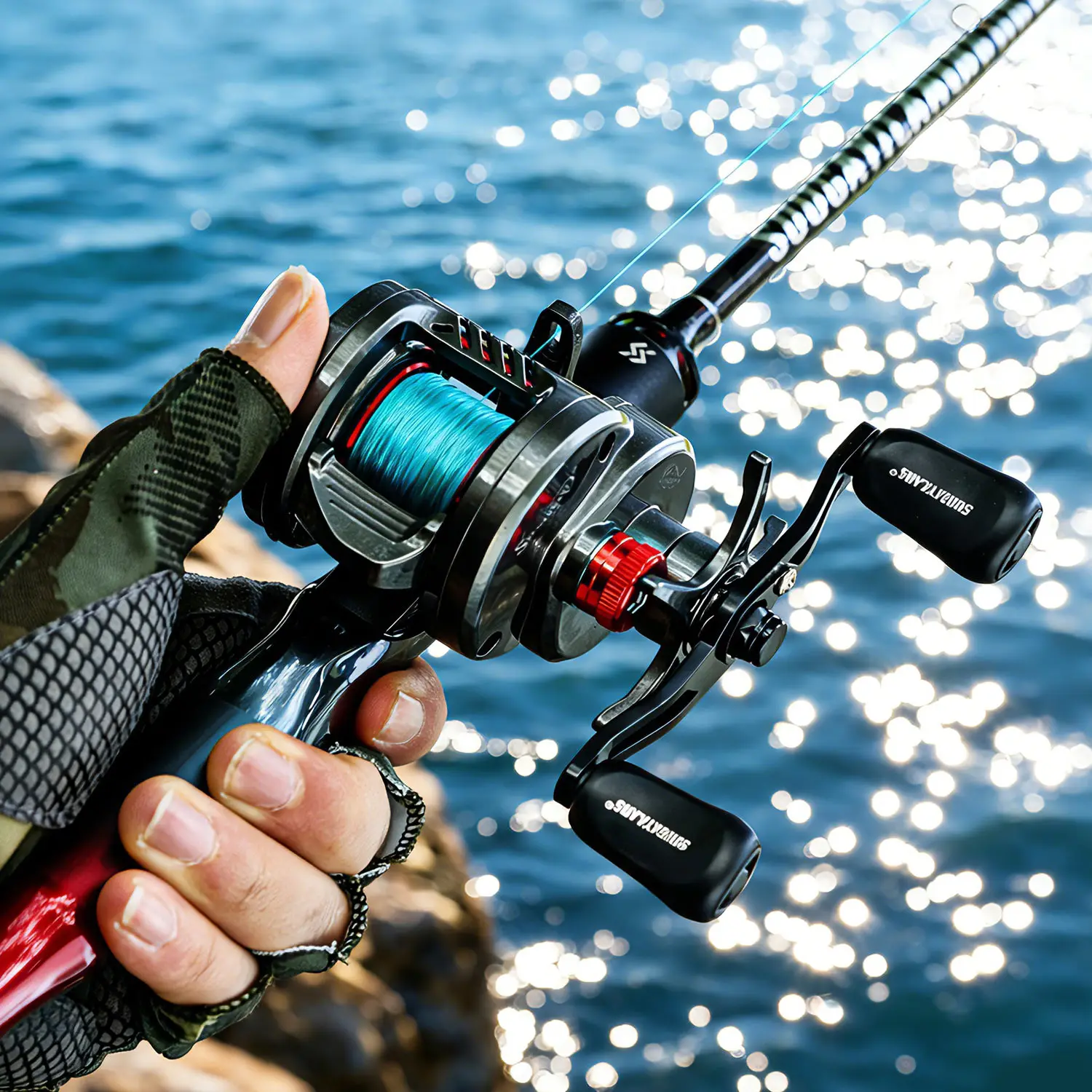 Sougayilang P9 DC Baitcaster-Rolle mit elektronischer Bremse, Übersetzungsverhältnis 7,2:1, 5+1BB, Anti-Explosion-Schnur, Salzwasser- und Süßwasser-Angelrolle – Detail 16